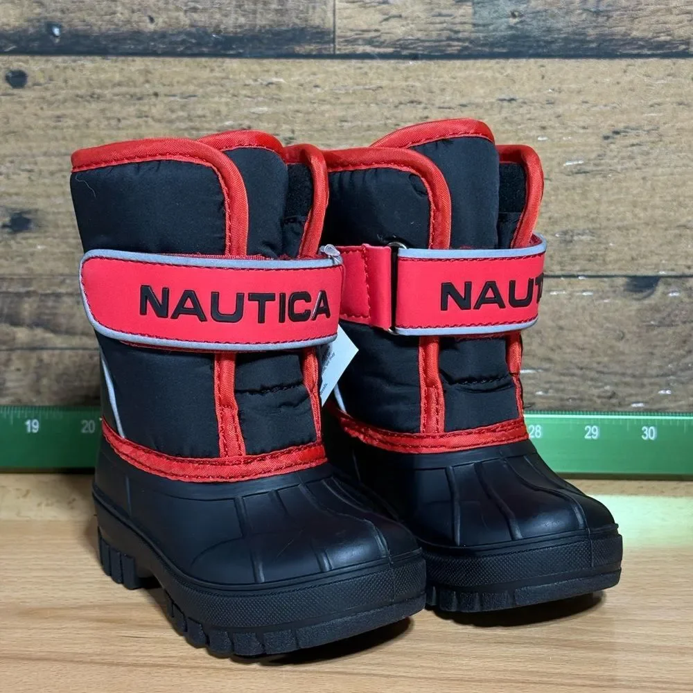 Nautica Kids Black and Red Snow Boots